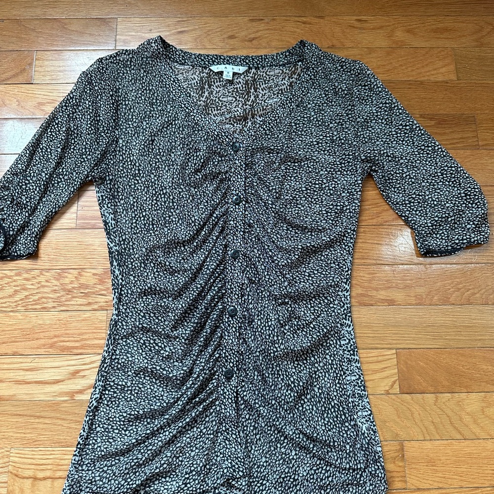 CAbi Black and Grey Patterned Blouse